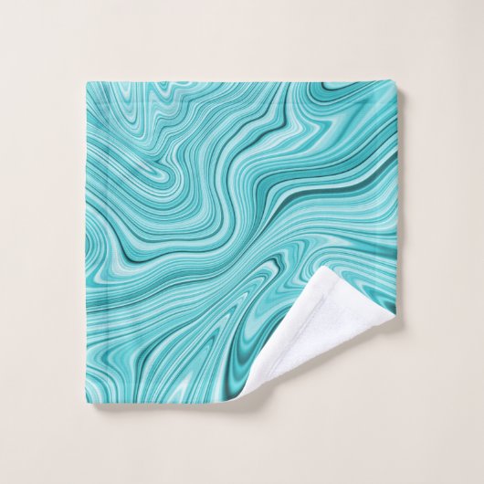Elegant turquoise vloeibare marmer bad handdoek (Wasdoekje)