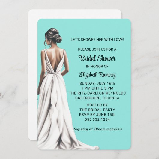 Elegant turquoise Vrijgezellenfeest Kaart (Voorkant / Achterkant)