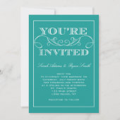 Elegant Turquoise Wedding Invitation Kaart (Voorkant)