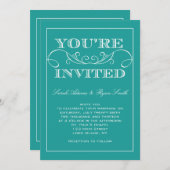 Elegant Turquoise Wedding Invitation Kaart (Voorkant / Achterkant)