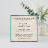 Elegant Turquoise Wedding Invitation Kaart (Staand voorkant)
