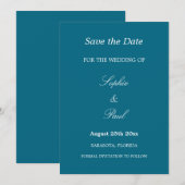 Elegant Turquoise Wedding Save the Date (Voorkant / Achterkant)