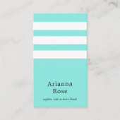Elegant Turquoise & Wit Gestreept Verticaal Chic Visitekaartje (Voorkant)