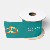 Elegant Turquoise Witte Persoonlijke Naam Satijnen Lint (Spoel)