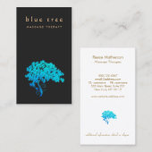 Elegant Turquoise Zen Tree Logo Black 2 Visitekaartje (Voorkant / Achterkant)