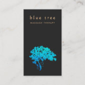 Elegant Turquoise Zen Tree Logo Black 2 Visitekaartje (Voorkant)