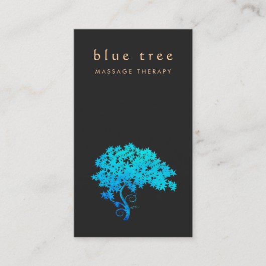 Elegant Turquoise Zen Tree Logo Black 2 Visitekaartje (Voorkant)