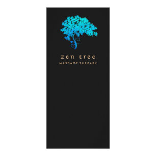 Elegant Turquoise Zen Tree Logo Black Reclamekaart