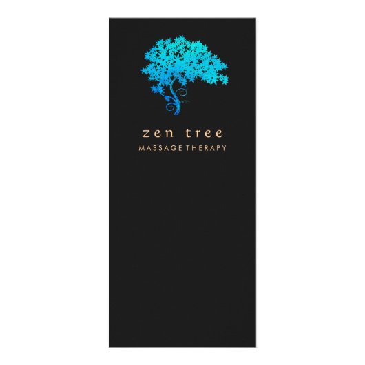Elegant Turquoise Zen Tree Logo Black Reclamekaart (Voorkant)