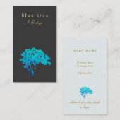 Elegant Turquoise Zen Tree Logo Black Visitekaartje (Voorkant / Achterkant)