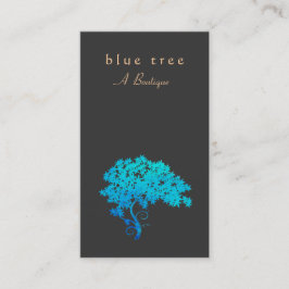 Elegant Turquoise Zen Tree Logo Black Visitekaartje