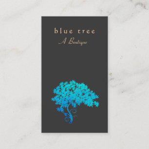 Elegant Turquoise Zen Tree Logo Black Visitekaartje