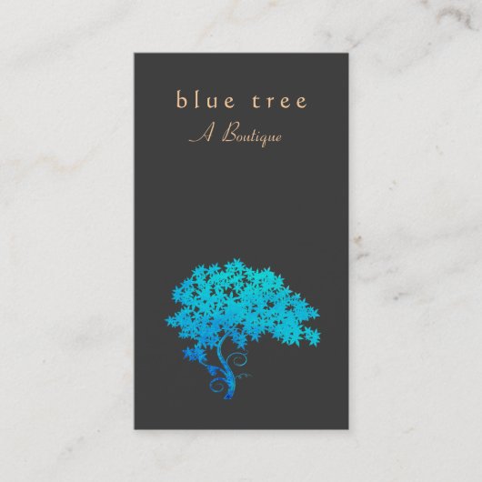 Elegant Turquoise Zen Tree Logo Black Visitekaartje (Voorkant)