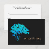 Elegant Turquoise Zen Tree Logo Cadeaucertificaat (Voorkant / Achterkant)