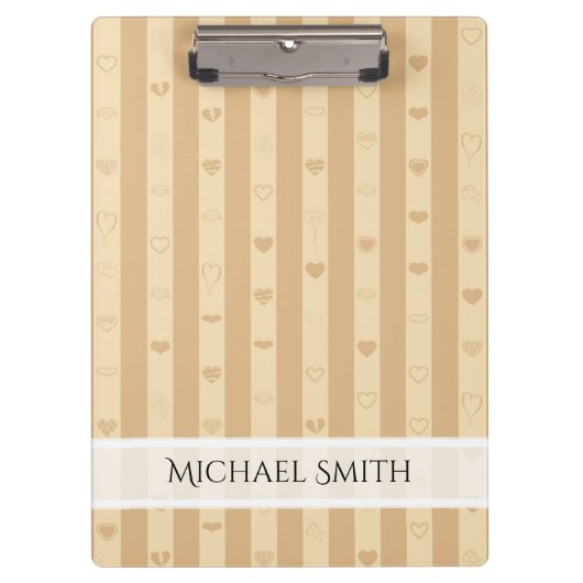 Elegant Tuscan Stripe Modern Heart Pattern Klembord (Voorkant)