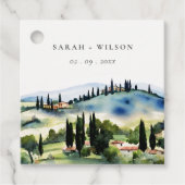 Elegant Tuscany Italië Waterverf Landschap Weddens Bedankjes Labels (Voorkant)