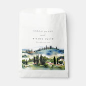 Elegant Tuscany Italië Waterverf Landschap Weddens Bedankzakje (Voorkant)