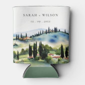 Elegant Tuscany Italië Waterverf Landschap Weddens Blikjeskoeler (Voorkant)