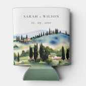 Elegant Tuscany Italië Waterverf Landschap Weddens Blikjeskoeler (Achterkant)