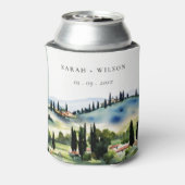 Elegant Tuscany Italië Waterverf Landschap Weddens Blikjeskoeler (Blikje Achterkant)