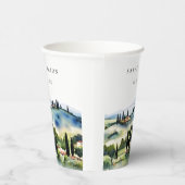 Elegant Tuscany Italië Waterverf Landschap Weddens Papieren Bekers (Rechts)