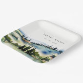 Elegant Tuscany Italië Waterverf Landschap Weddens Papieren Bordje (Gebogen)