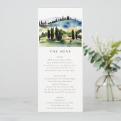 Elegant Tuscany Italy Landscape Wedding Menu Kaart (Staand voorkant)