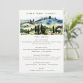 Elegant Tuscany Italy Landscape Wedding Menu Kaart (Staand voorkant)