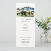 Elegant Tuscany Italy Landscape Wedding Programme Kaart (Staand voorkant)