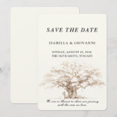 Elegant Tuscany Olive Tree Wedding Save The Date Kaart (Voorkant / Achterkant)