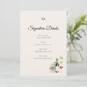 Elegant Tuscany Signature Drinks Wedding Sign Menu (Staand voorkant)