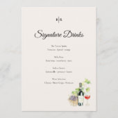 Elegant Tuscany Signature Drinks Wedding Sign Menu (Voorkant)