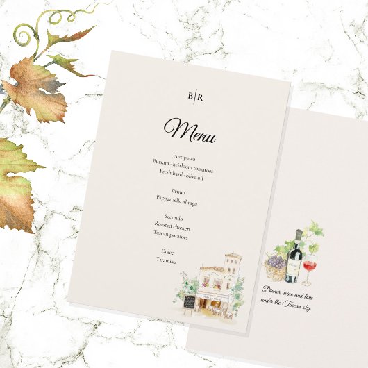 Elegant Tuscany Wedding Menu Italian Villa Dinner