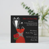 Elegant Tux Red Rose Black Stropdas Dress Dinner P Kaart (Staand voorkant)