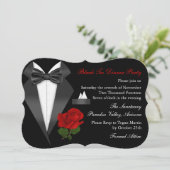 Elegant Tux & Roos Black Stropdas Dinner Party nod Kaart (Staand voorkant)