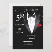 Elegant Tuxedo 50th Birthday Party Invitation Kaart (Voorkant)