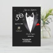 Elegant Tuxedo 50th Birthday Party Invitation Kaart (Staand voorkant)