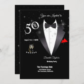 Elegant Tuxedo 50th Birthday Party Invitation Kaart (Voorkant / Achterkant)