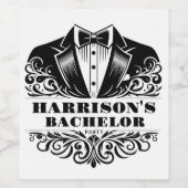 Elegant Tuxedo Bowtie Bachelor/Verjaardag Wijn Etiket (Enkel label)