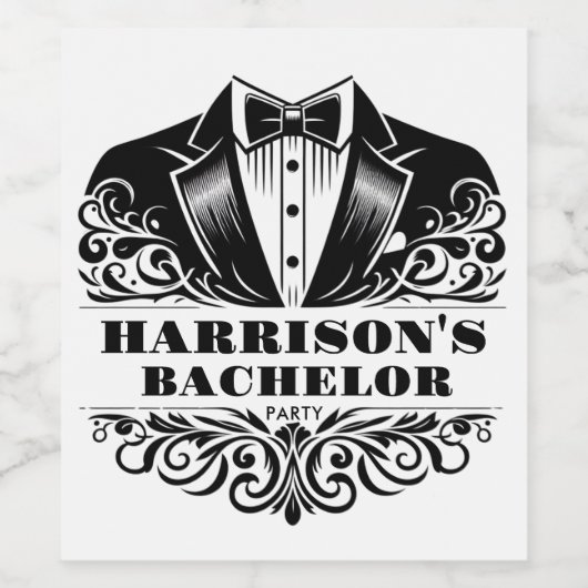 Elegant Tuxedo Bowtie Bachelor/Verjaardag Wijn Etiket (Enkel label)