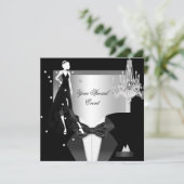 Elegant Tuxedo Gown Silver White Black Kaart (Staand voorkant)