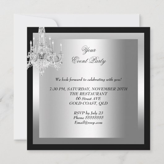 Elegant Tuxedo Gown Silver White Black Kaart (Achterkant)