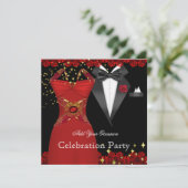 Elegant Tuxedo Red Dress Formele Event Party 2 Kaart (Staand voorkant)