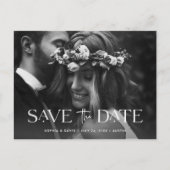 Elegant Twee Foto slaat de datum op Aankondigingskaart (Voorkant)