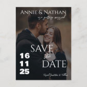 Elegant Twee Fotoscript Trouwen Save the Date Aankondigingskaart (Voorkant)