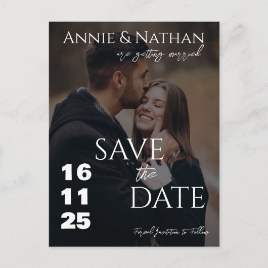 Elegant Twee Fotoscript Trouwen Save the Date Aankondigingskaart (Voorkant)