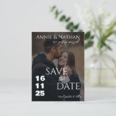 Elegant Twee Fotoscript Trouwen Save the Date Aankondigingskaart (Staand voorkant)