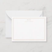 Elegant Twee Monogram Beige Tan Geometrische Rand Notitiekaartje (Voorkant)