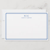 Elegant Twee Monogram Marine Blauw Geometrische Ra Briefpapier (Voorkant)