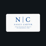 Elegant Twee Monogram Marine Blauw Retouradres Etiket<br><div class="desc">Een elegante en minimalistische navy retour adreslabel ontworpen met twee monogram met naam die u kunt personaliseren.</div>